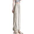 thumbnail image 1 of AherBiu Pantalon Cargo Femme Taille Haute à Cordon, Pantalon Ample de Randonnée, Pantalon Décontracté d'Extérieur avec Poches, 1 of 6