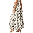 thumbnail image 4 of LWavelet Women Cherry Blossom Print Tiered Maxi Skirt Elastic Waist With Pockets Romantic Long Skirt Khaki XL, 4 of 6