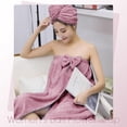 thumbnail image 6 of Women Adjustable Bath Towel Wrap,Soft Body Wraps Dress with Hair Towel for Shower,Super Absorbent and Quick Drying (Purple), 6 of 6