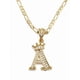 thumbnail image 1 of Cadena y dije de brillos con corona de oro laminado letra A, 1 of 8