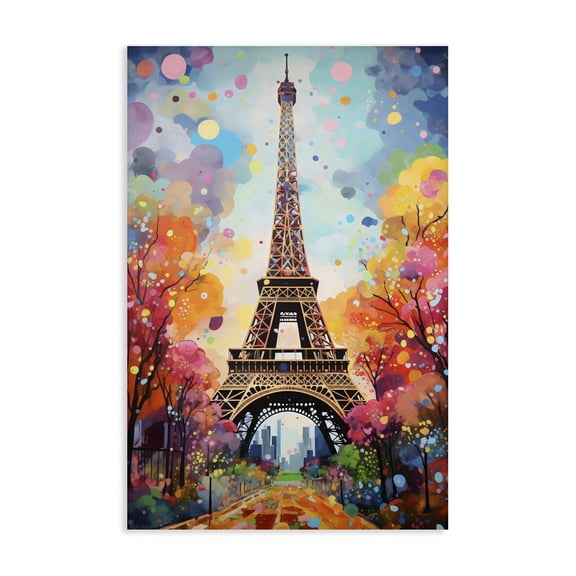 Stupell Industries Eiffel Tower with Colorful Trees Canvas Wall Art, design by Creative Studio