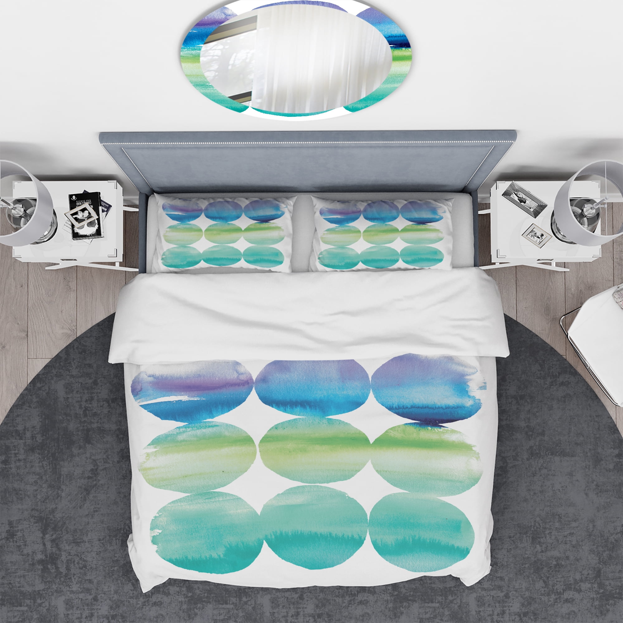 Designart 'Circle Abstract Blue Colorfields III' Geometric Duvet Cover Set