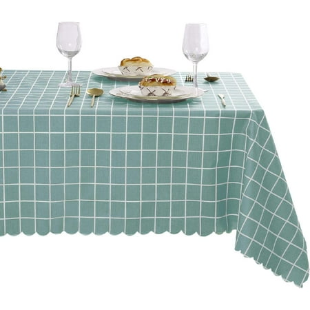 

Buffalo Plaid PVC Tablecloth Rectangle - 100% Waterproof Spillproof Stain Resistant Wipeable Vinyl Checkered Table Cloth for Outdoor Picnic Kitchen Dining 54 x 80 Inch Turquoise