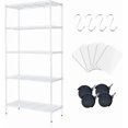 thumbnail image 1 of Estante de 5 Niveles con Ruedas,Estante de Malla Metálica Ajustable,Organizador de Almacenamiento de Servicio Pesado,con 4 Ganchos,Adecuado para Cocina,Sala de Estar,baño (Plata), 1 of 7