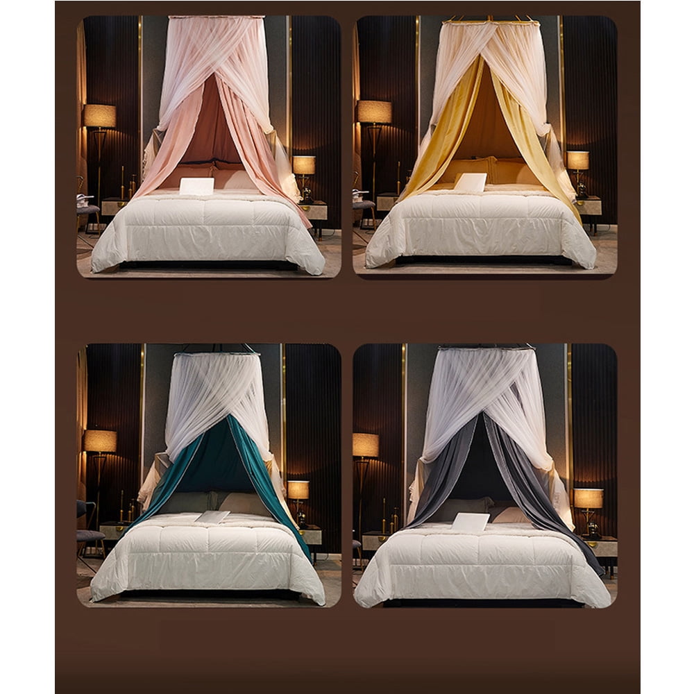 Kadahis Bed Canopy For Girls & Adults, Round Dome Lace Princess Canopies Netting, Elegant Double Layer Bed Canopy Drapes For Decoration, Playing,Reading,Sleepping