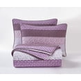 thumbnail image 1 of Chezmoi Collection Poppy 3-Piece Patchwork Striped Pre-Washed Cotton Quilt Set - Purple Flower Floral Coverlst - Lightweight Reversible Bedspread, King Size, 1 of 4