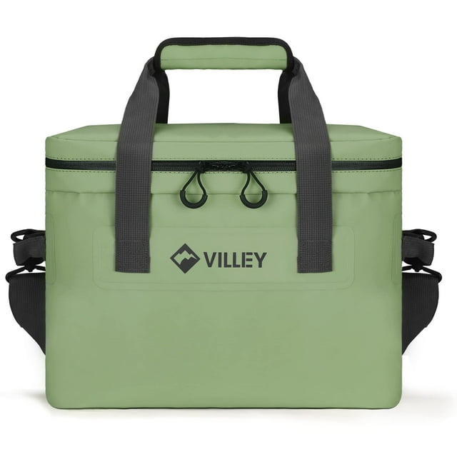 VILLEY 20L Insulated Soft Cooler Bag with Removable Shoulder Strap, Green, 30 Cans