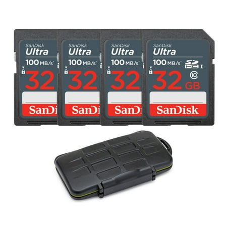 UPC: 0196271343431 | SanDisk 32GB Ultra SDHC UHS-I Memory Card (4-Pack) with Rugged Storage Case
