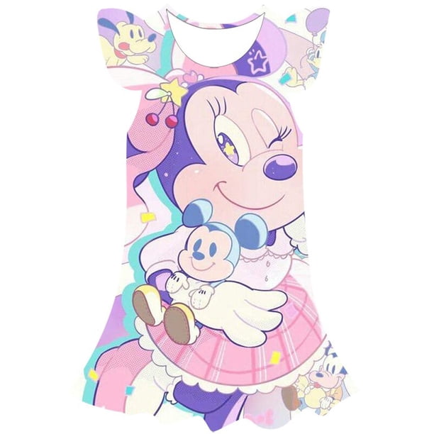 Verano Disney Mickey vestido nueva ropa para niños princesa vestido estampado cuello redondo tendencia Casual suelto Mickey Mouse Dress4T Gao Jinjia LED