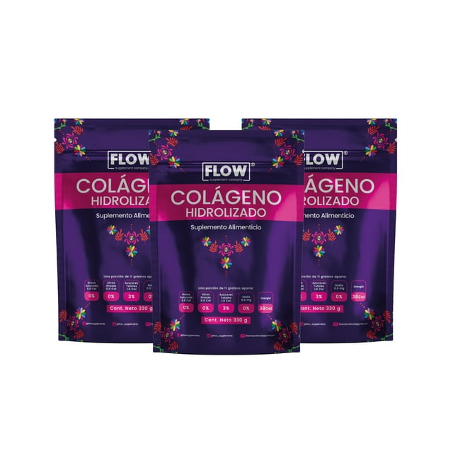 Suplemento FLOW SUPPLEMENT COMPANY 3 PACK Colágeno Hidrolizado con Omegas 3,6,9 y Granada 500 mg c/u