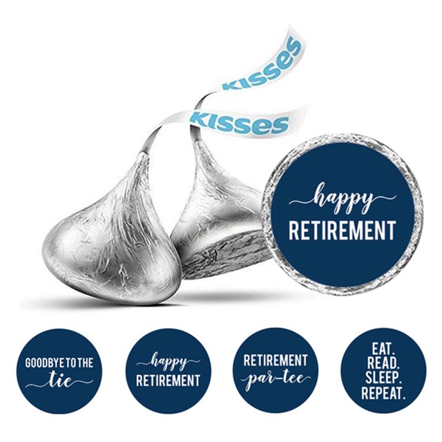 Darling Souvenir 190 Pcs Retirement Party Theme Stickers for chocolate Candy Labels-Navy Blue