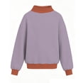 thumbnail image 4 of Kids' Sweatshirt Contrast Trim Mock Neck Long Sleeve Casual Pullover Basic Comfortable Solid Color Fall Top, 4 of 4