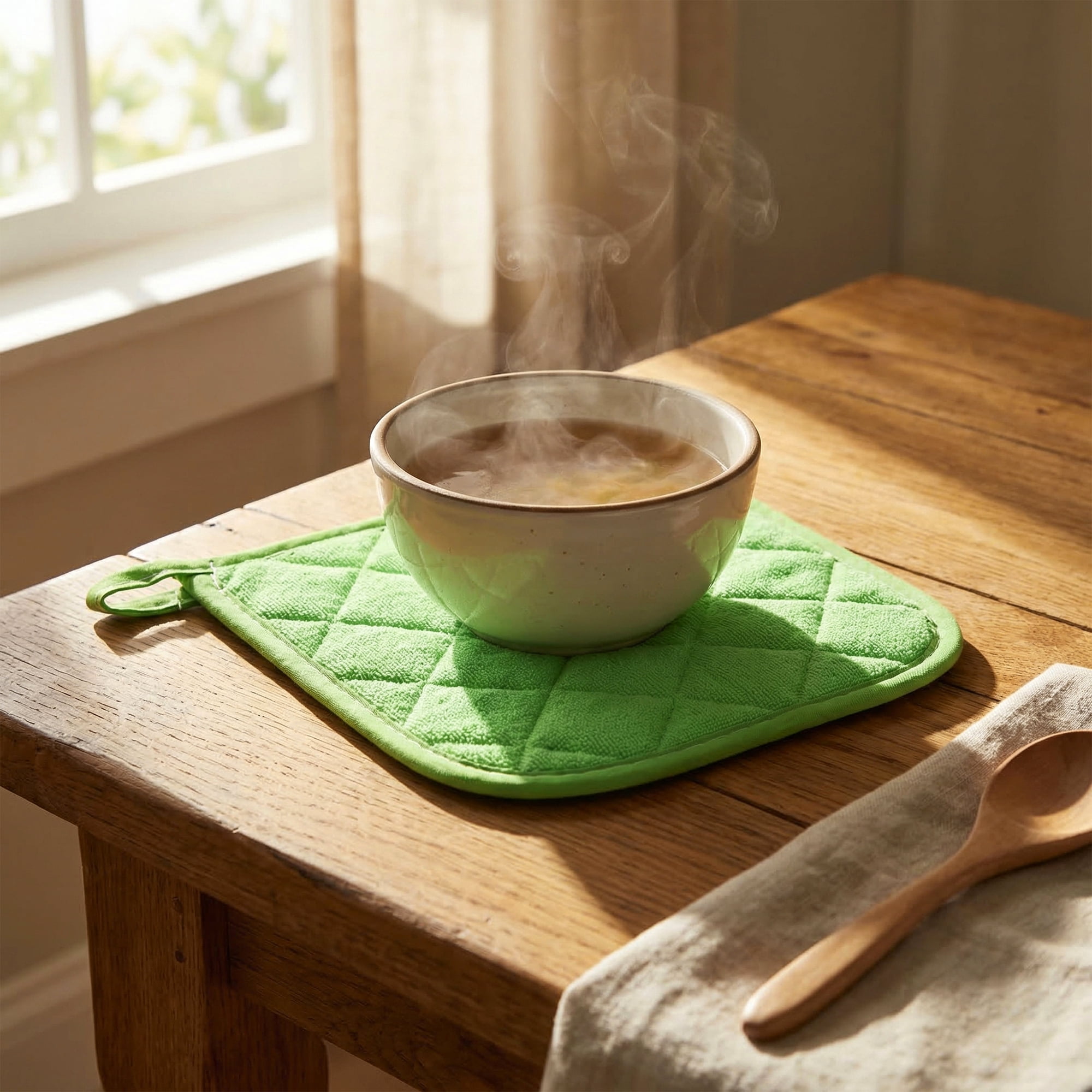 Unique Bargains Pot Holders Heat Resistant Non Slip Hot Pads for Cooking Green 6Pcs