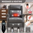 thumbnail image 3 of Manual Recliner Chair, Faux Leather Massage Recliner with 8 Vibration Nodes & Lumbar Heat, Heavy-Duty Motion Mechanism, 155° Reclining, Living Room Recliner for Relaxation, Grey, 3 of 11