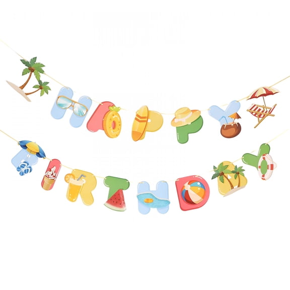 CCOCC Summer Beach Birthday Banner Set for Kids - Hawaiian Pool Party Decor Pool Party Decorations