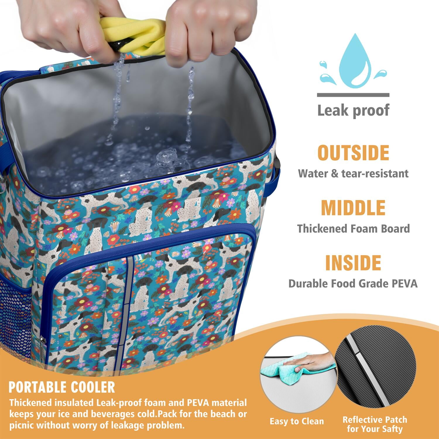 Travel Cooler Bag - Dog with Flowers Camping Beer Cooler Backpack with Bottle Opener- Waterproof Insulated Picnic Backpacks - Cooler Bag for Beach