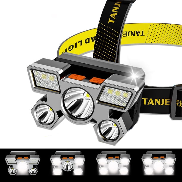 LED Recargable LED USB USB Recargable 5W Impermeable 5 Cabeza de Cabeza Para Acampar Al Aire Libre Emergencia de Senderismo