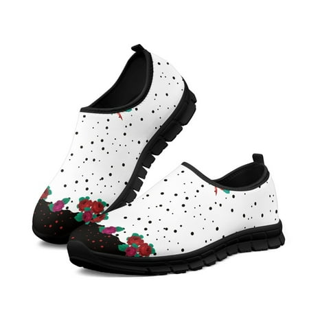 Women Flat Shoe Spotted Design Roses Casual Running Lightweight Walking Sneakers Breath Mesh Shoes Loafers zapatos