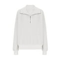 thumbnail image 5 of Half Zip Fleece Sweatshirt Womens Oversized Fit Casual Warm Long Sleeve Sherpa Lapel Pullover Sweater Tops 2025 (XL, White), 5 of 7