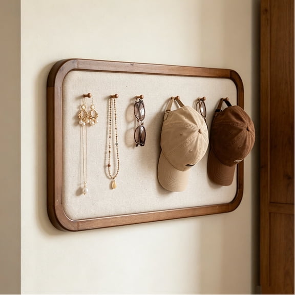 SOFE Bulletin Board 30"x18", Farmhouse Rustic Wood Framed Pin Board, Decorative Hanging Message Board with Pins for Wall, Office, School & Home Decor