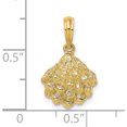 thumbnail image 3 of 14K Yellow Gold Textured Oyster Shell Charm (17 X 12.6) Made In United States k7654, 3 of 5