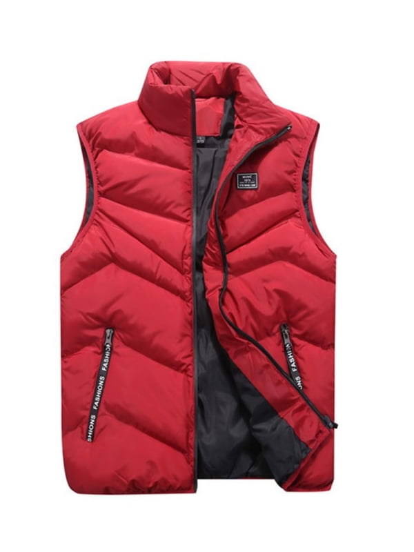 Men's Winter Zipper Padded Jacket Vest Sleeveless Puffer Warm Coat