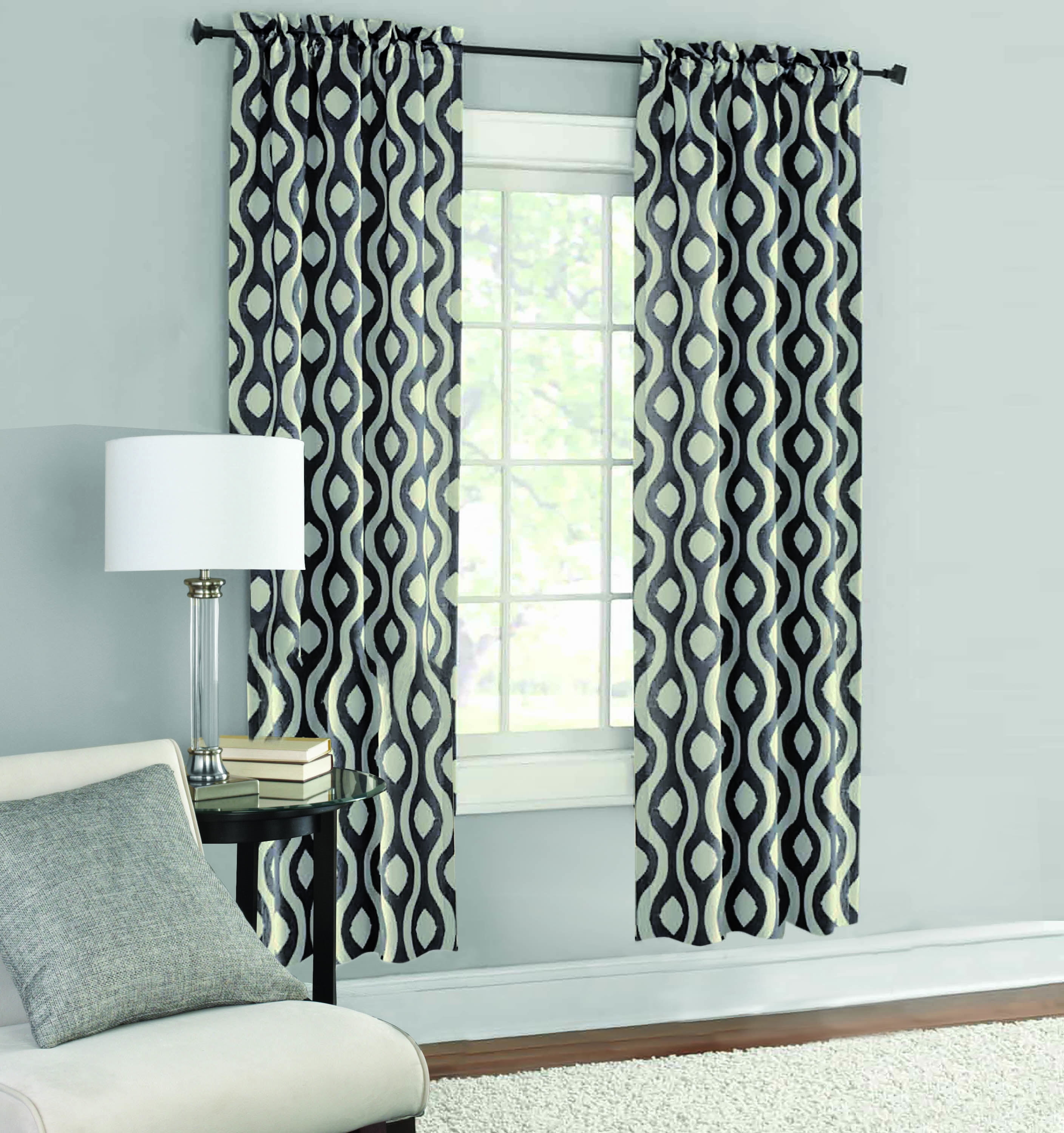 Mainstays Thermal Wave Print Room Darkening Window Curtain