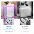 thumbnail image 4 of DEXTRUS High Gloss Nightstand with 3 Drawers, 27"H Modern Bedside Table with LED Light, White, 4 of 11