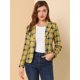 thumbnail image 2 of Chaqueta Tipo Blazer Informal Con Solapa De Muesca Y Manga Larga Para Mujer Cuadros amarillos M, 2 of 6