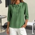 thumbnail image 6 of MVRLSH Womens Tops Shirts Blouse Casual Button Down V Neck Long Sleeve Lightweight Soft Pullover Basic Tee Top Loose Fit Linen Blouses Green - XL, 6 of 6