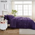 thumbnail image 3 of YEPCLUB Purple Full Size Pintuck 7-Piece Comforter Set, Pinch Pleat Bed in a Bag, All Season Down Alternative Bedding Set with Comforter, Sheets, Pillowcases & Shams, 3 of 7
