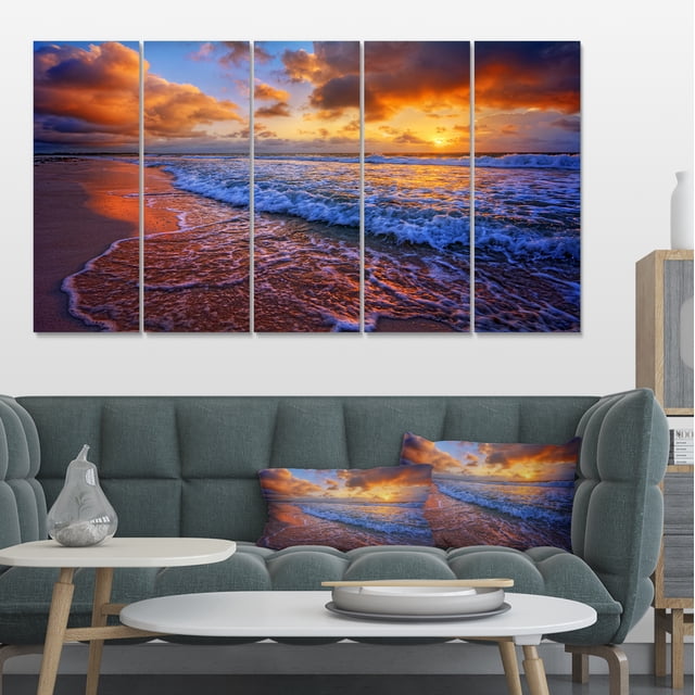 Belles Vagues sous Ciel Nuageux - Impression sur Toile