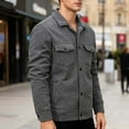 thumbnail image 4 of YueHuiYing Men's Long Sleeve Button Down Jackets Open Front Cardigan Overcoat Lightweight Casual Coat with Flap Pockets, 4 of 9