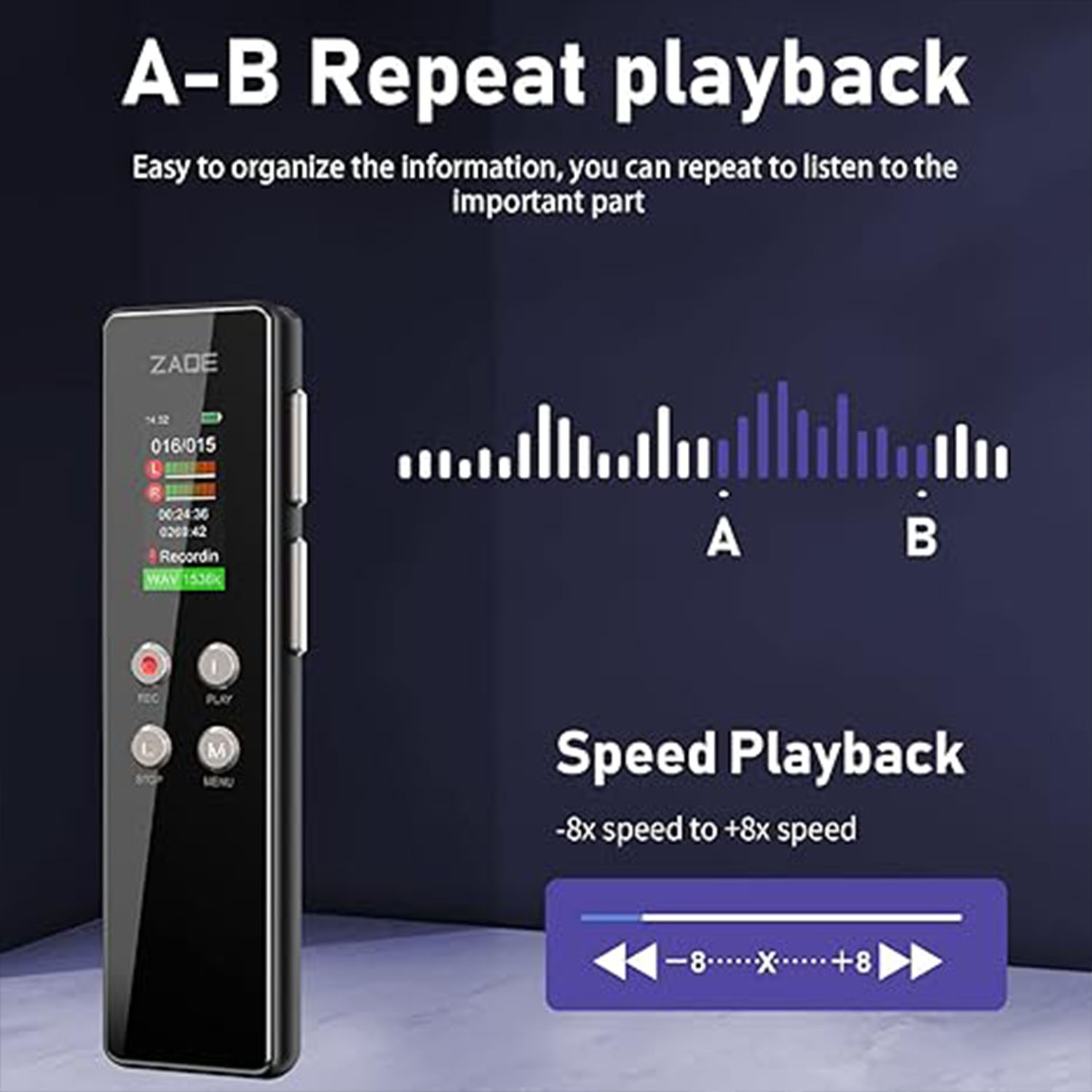 ZAQE A55 64GB Digital Voice Recorder with USB Playback photo 2