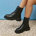 thumbnail image 2 of Woman Casual Ankle Boots Round Toe Low Heel Lace-up Cozy Boots Winter Casual Comfortable Outdoor Party Dressy Shoes, 2 of 10
