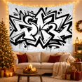 thumbnail image 3 of Scale Monochromatic Graffiti with Piece Textured Resembles, Mystical Fantasy for Space Lovers, Wall Decor, Housewarming Gift, Tapestry Wall Hanging for Dorm and Living Room, 3 of 7