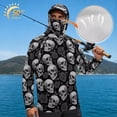 thumbnail image 3 of SEANATIVE Men's Summer Fishing Hoodie Top Long Sleeve UV Protection Hooded Fishing Shirt with Mesh Face Mask, Hiking Running T-Shirt Cooling Outdoor Wear, 3XL, Skull Rose Gray Black, 3 of 7
