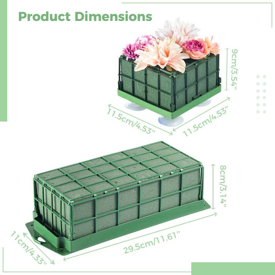 4Pcs Floral Foam Blocks Cage, Suction Cup Floral Holder Sponge, Floral Craft Wet Foam for Home Garden Door Tabletop Florist Wedding Decor Flower Arrangement