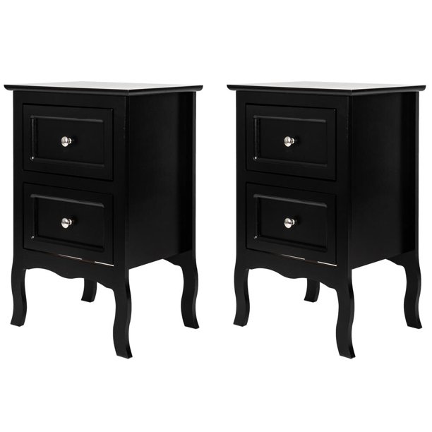 Ubesgoo Set Of 2 Nightstand Wood End Tables Pair Bedroom Table Furniture Black Night Table Easy To Install Walmart Com Walmart Com