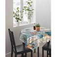 thumbnail image 4 of Teal Blue Coastal Suqare Tablecloth - 54 x 54 Inch, Summer Beach Starfish Shell Coral Nautical Vintage Waterproof & StainResistant Tablecloth, Washable Oil-proof Table Cover for Dining/Party/Wedding, 4 of 9