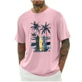 thumbnail image 2 of Miqool Men's Oversized T-Shirts Summer Casual Crew Neck Short Sleeve Palm Tree Print Graphic Tees Holiday Beach Hawaiian Shirts (Regular or Big & Tall), 2 of 5