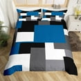 thumbnail image 2 of Manfei Geometric Sqare 2pcs Duvet Cover Twin for Kids Teens Female Men,Vintage Aesthetic Abstract Artwork Bedding Sets Twin Size,Grey Blue Comforter Cover Breathable(No Comforter), 2 of 6