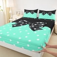 thumbnail image 3 of Homewish King Size 4-Piece Cartoon Ribbon Bow Princess Polka Dots Lightweight Bed Sheets, 3 of 7