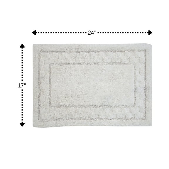 Sculptured Border Soft Plush Cotton Non-Slip Bath Rug Ivory by Castle Hill