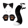 thumbnail image 4 of Conjunto de orejas y cola de gato y , gorro de peluche para carnaval, espectáculos, fiestas cumpleaños. Blanco y negro, 4 of 8