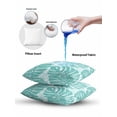 thumbnail image 6 of Outdoor Pillows Waterproof, Turquoise Monstera Deliciosa Throw Pillows with Inserts Included, Summer Botanical Tropical Indoor Outdoor Decorative Lumbar Pillow for Bed/Couch/Patio 18"x18", 1Pcs, 6 of 8