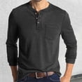 thumbnail image 2 of JTieacloth T Men Autumn Solid Color Button Up Long Sleeve Round Neck T Shirt Men's Base Shirt Collar Top, 2 of 6