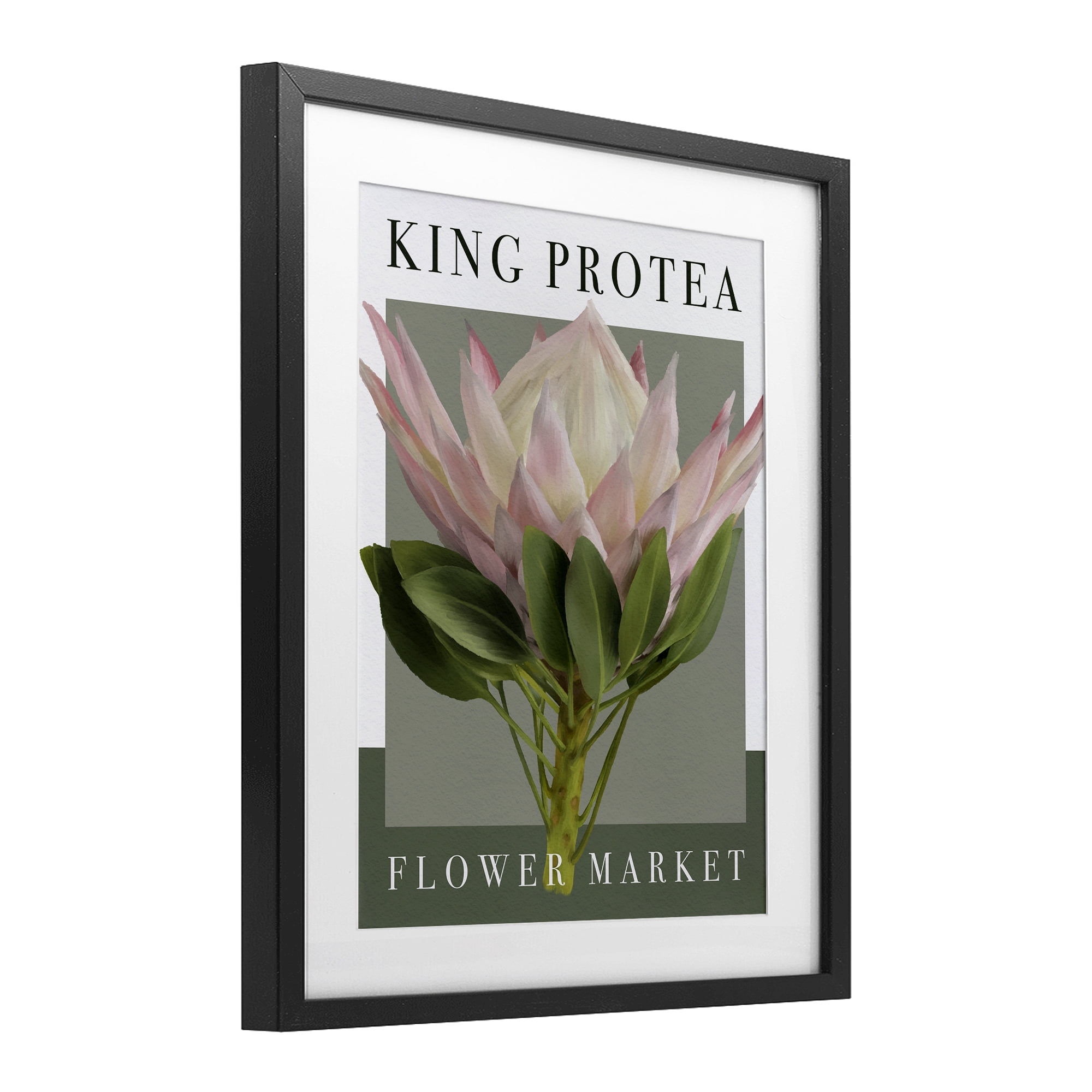 Stupell Industries King Protea Flower Market Black Framed Print Under Glass, design by Jennifer Stith