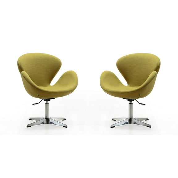 Manhattan Comfort Raspberry Fabric Accent Chair in Green (Set of 2)