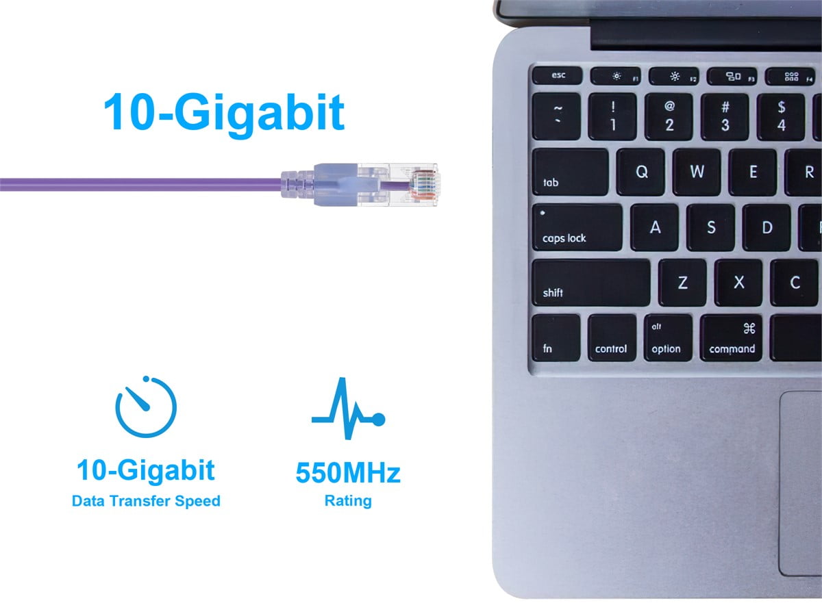 Monoprice Cat6A Ethernet Patch Cable - 7 Feet - Purple (10 Pack) Snagless RJ45 550Mhz UTP Pure Bare Copper Wire 10G 30AWG - SlimRun Series